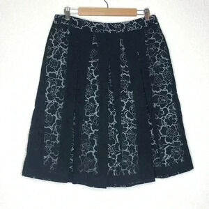 Atelier Gardeur Pleated Skirt Women's Size 40 Black Lace Midi Layered Skirt